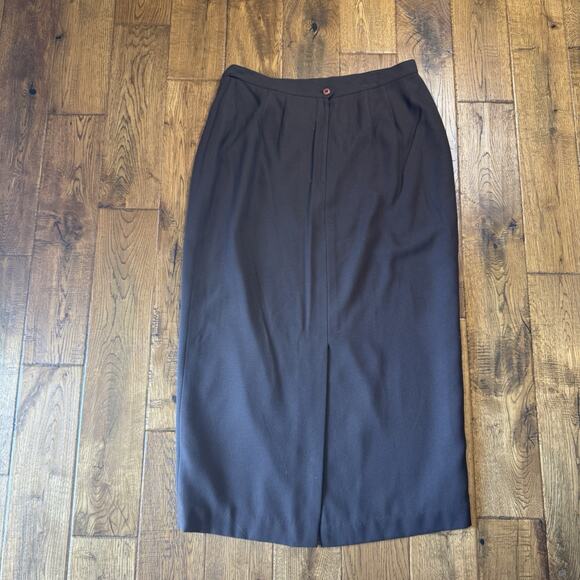 Kasper For A.S.L Chocolate Brown Skirt Suit 2 Pc Set Size 16 Velvet Collar - Picture 8 of 15